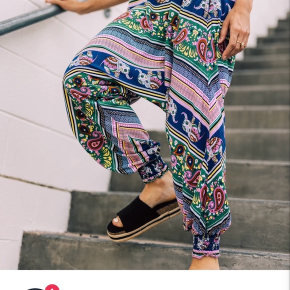 Buddha Pants XXS Pink Elephant Cotton Savannah Flair Harem jumpsuit Boho - Picture 3 of 10